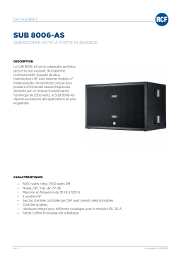 RCF SUB 8006-AS ACTIVE HIGH POWER SUBWOOFER spécification