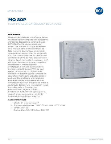 RCF MQ 80P TWO-WAY INDOOR OUTDOOR SPEAKER spécification | Fixfr