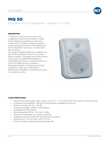 RCF MQ 50 2 WAY COMPACT SPEAKER spécification | Fixfr