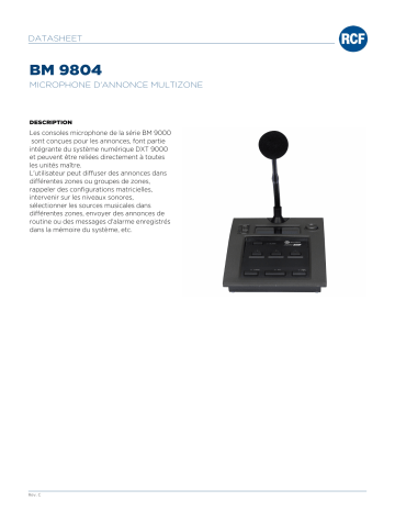 RCF BM 9804 DESK-TOP EMERGENCY MICROPHONE CONSOLE spécification | Fixfr