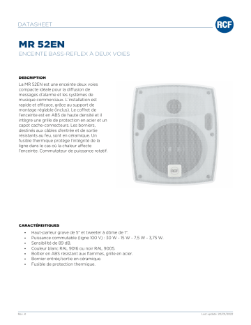 RCF MR 52EN TWO-WAY BASS REFLEX SPEAKER spécification | Fixfr