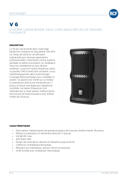 RCF V 6 HIGH POWER, TWO-WAY BASS REFLEX FULL RANGE SYSTEM spécification