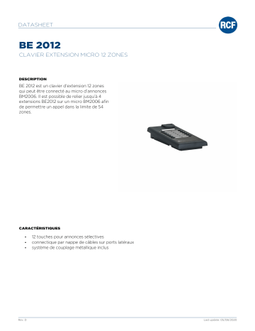 RCF BE 2012 ADDITIONAL KEYBOARD 12 ZONES spécification | Fixfr