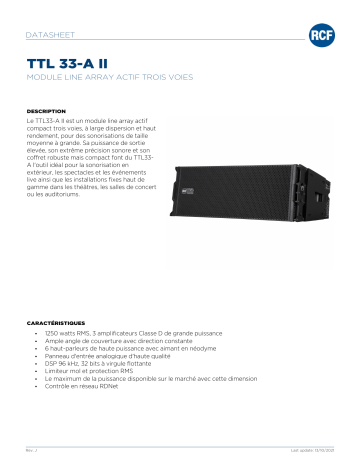 RCF TTL 33-A II ACTIVE THREE-WAY LINE ARRAY MODULE spécification | Fixfr