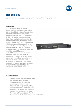 RCF DX 2006 2 INPUT, 6 OUTPUT DIGITAL PROCESSOR spécification