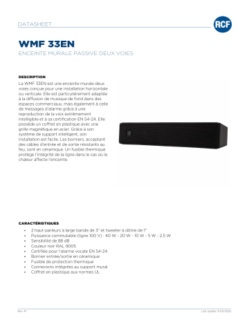 RCF WMF 33EN TWO-WAY WALL MOUNT SPEAKER spécification | Fixfr