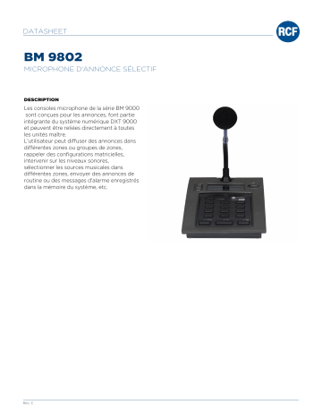 RCF BM 9802 DESK-TOP EMERGENCY MICROPHONE CONSOLE spécification | Fixfr