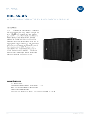 RCF HDL 36-AS ACTIVE FLYABLE SUBWOOFER MODULE spécification | Fixfr