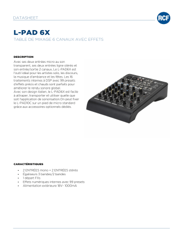 RCF L-PAD 6X 6 CHANNEL MIXING CONSOLE spécification | Fixfr