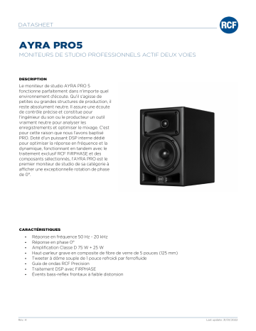 RCF AYRA PRO5 PROFESSIONAL ACTIVE TWO-WAY STUDIO MONITORS spécification | Fixfr