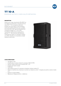 RCF TT 10-A ACTIVE TWO-WAY HIGH DEFINITION SPEAKER spécification