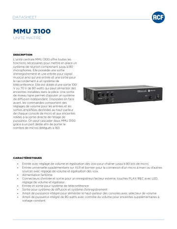 RCF MMU 3100 MASTER UNIT spécification | Fixfr