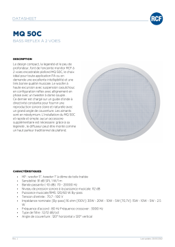 RCF MQ 50C TWO-WAY CEILING SPEAKER spécification