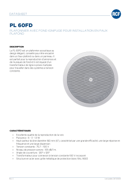 RCF PL 60FD CEILING SPEAKER FIRE DOME spécification