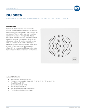 RCF DU 50EN WALL AND CEILING UNIVERSAL STEEL SPEAKER spécification | Fixfr