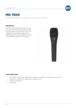 RCF MD 7800 PROFESSIONAL DYNAMIC MICROPHONES spécification