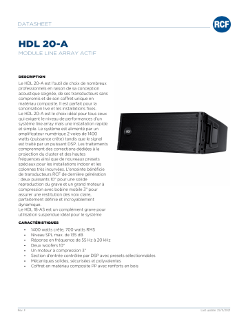 RCF HDL 20-A ACTIVE LINE ARRAY MODULE spécification | Fixfr