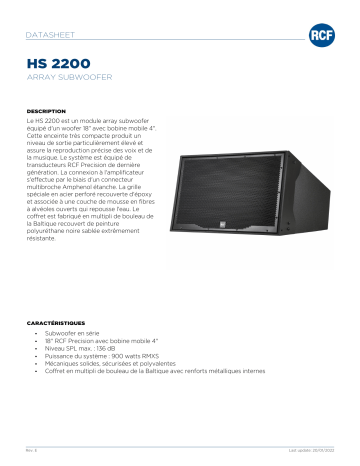 RCF HS 2200 ARRAY SUBWOOFER spécification | Fixfr