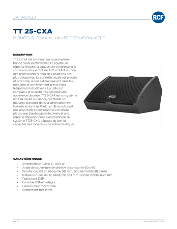 RCF TT 25-CXA ACTIVE HIGH DEFINITION COAXIAL MONITOR spécification | Fixfr