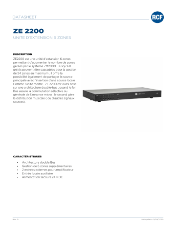 RCF ZE 2200 EXPANSION UNIT 6 ZONES spécification | Fixfr