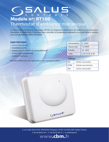 Salus RT100 Thermostat d’ambiance mécanique spécification | Fixfr