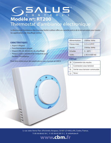 Salus RT200 Thermostat d’ambiance électronique spécification | Fixfr
