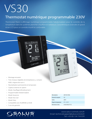 VS30W | Salus VS30B Thermostat numérique programmable 230V spécification | Fixfr