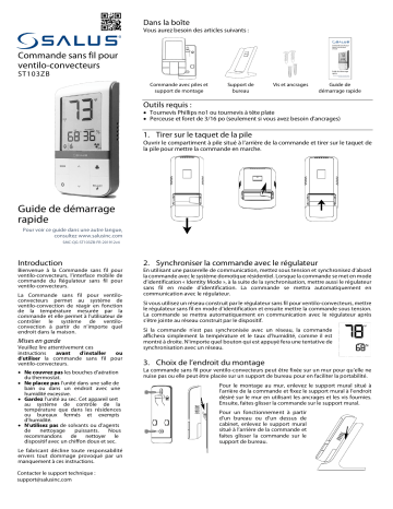 Salus ST103ZB Wireless Fan Coil Remote Guide d'installation | Fixfr