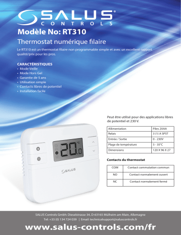 Salus RT310 Thermostat d’ambiance numérique spécification | Fixfr