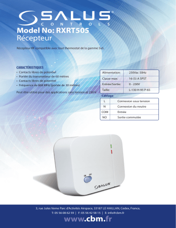 Salus RXRT505 spécification | Fixfr