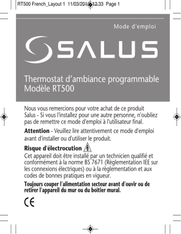 Salus RT500 Manuel du propriétaire | Fixfr