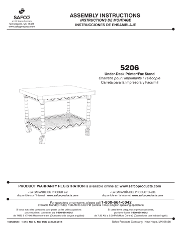 Safco 5206BL Under-Desk Printer/Fax Stand Manuel utilisateur | Fixfr
