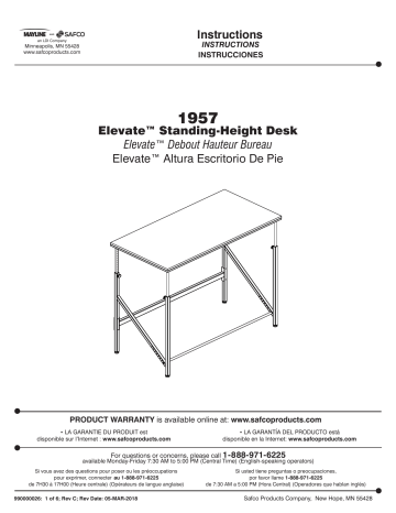 Safco 1957BH Elevate™ Standing-Height Desk Manuel utilisateur | Fixfr