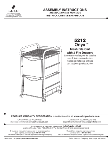 Safco 5212BL Onyx™ Mesh File Cart Manuel utilisateur | Fixfr