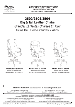 Safco 3502BL Lineage™ Big & Tall High Back Task Chair, 500 lb. Weight Capacity Manuel utilisateur