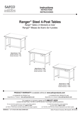 Safco 7734B Ranger Steel 4-Post Table 48” W x 37.5” D Manuel utilisateur