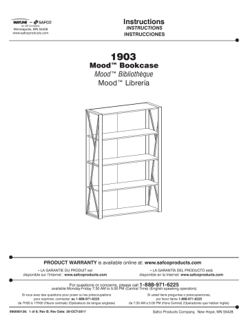 Safco 1903GR Mood™ Bookcase Manuel utilisateur | Fixfr