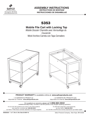 Safco 5353BL Steel Mobile File Manuel utilisateur | Fixfr