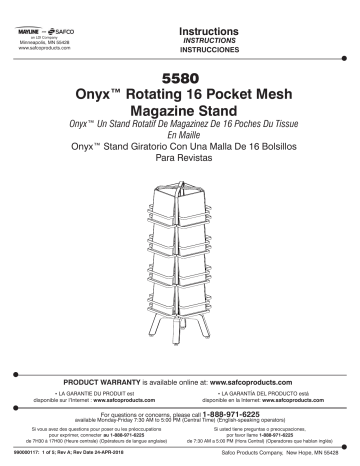 Safco 5580BL Onyx™ Rotating Magazine Rack - 16 Pocket Manuel utilisateur | Fixfr