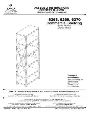 6270 | 6268 | Safco 6269 36 x 18 Commercial 6 Shelf Kit Manuel utilisateur | Fixfr