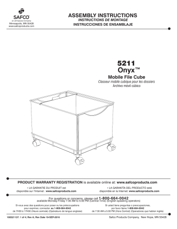 Safco 5211BL Onyx™ Mesh Rolling File Cube Manuel utilisateur | Fixfr