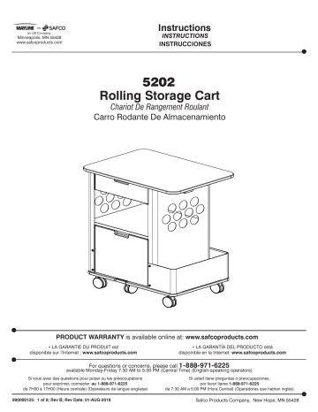 Safco 5202WH Rolling Storage Cart Manuel utilisateur | Fixfr