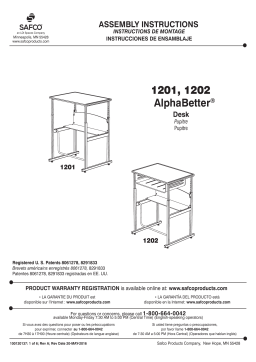 Safco 1202BE AlphaBetter® Adjustable-Height Stand-Up Desk, 28 x 20" Standard Top, Book Box and Swinging Footrest Bar Manuel utilisateur