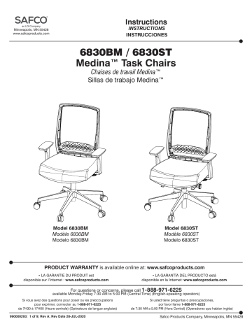 Safco 6830STBL Medina™ Deluxe Task Chair Manuel utilisateur | Fixfr