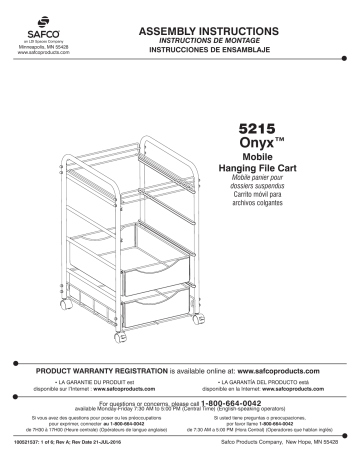 Safco 5215BL Onyx™ Mesh Open File Manuel utilisateur | Fixfr