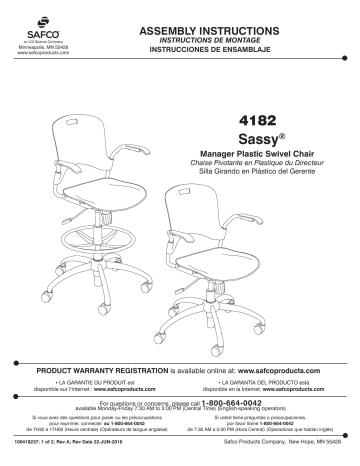 Safco 4182BL Sassy® Manager Chair Manuel utilisateur | Fixfr