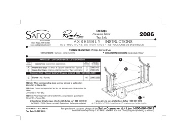 Safco 2086BL Rumba™ T-Leg Caps Manuel utilisateur | Fixfr