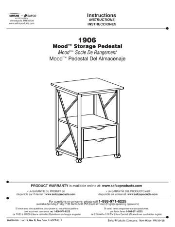 Safco 1906GR Mood™ Storage Pedestal Manuel utilisateur | Fixfr