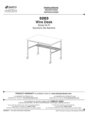 Safco 5203BL Wire Desk Manuel utilisateur | Fixfr