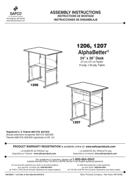 Safco 1206BE AlphaBetter® Adjustable-Height Stand-Up Desk, 36 x 24" Standard Top and Swinging Footrest Bar Manuel utilisateur
